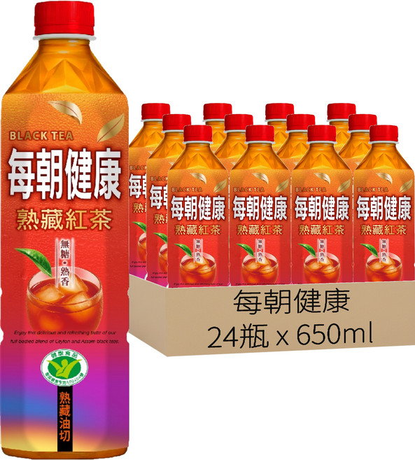 每朝健康 熟藏紅茶 無糖, 24入, 24瓶, 650ml