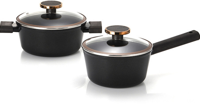 네오플램 인덕션 노블레스 IH 냄비 2종 세트, 블랙, 편수 18cm + 양수 20cm, 1세트