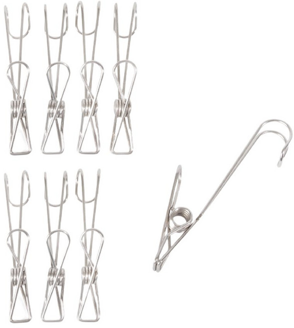 Axis 艾克思 萬用防風掛勾式不鏽鋼衣夾 不鏽鋼掛鉤, 銀色, 1組