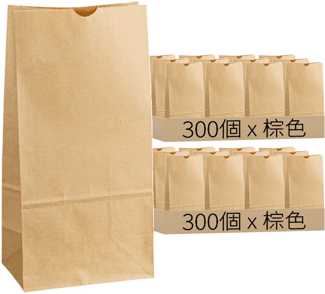 素色牛皮紙袋 中, 棕色, 600個