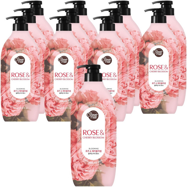 Shower mate 綻放沐浴乳 玫瑰與櫻花, 900g, 12個