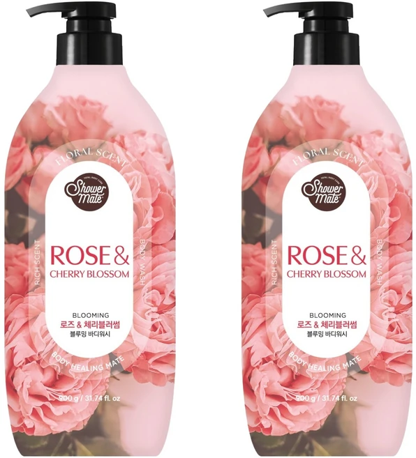 샤워메이트 블루밍 바디워시 로즈 앤 체리블러썸, 900g, 2개 - 쿠팡