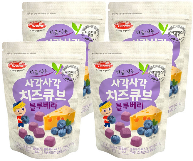 Bebest 初次食用的香脆起司方塊, 藍莓, 16g, 4個