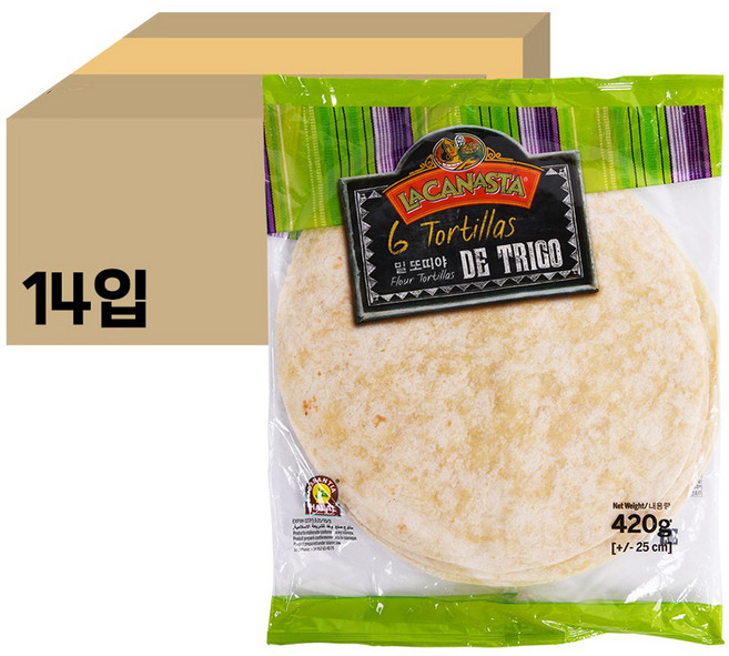 라카나스타 밀 또띠야 25cm, 420g, 14개