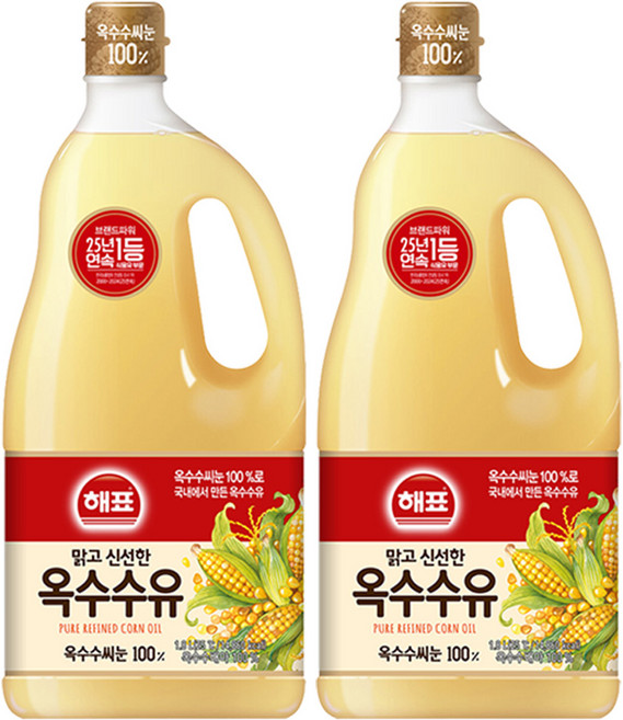 해표 옥수수유, 1.8L, 2개