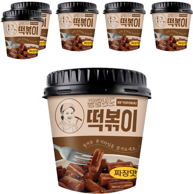 쌍팔년도 컵 떡볶이 짜장맛, 110g, 6개