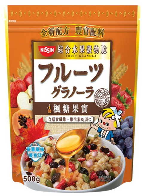 NISSIN 日清 綜合水果穀物脆 楓糖果實, 500g, 1包