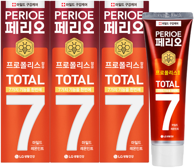 페리오 토탈7프로 치약 마일드, 3개, 120g