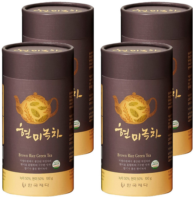 한국제다 현미녹차 지관, 100g, 4개, 1개입