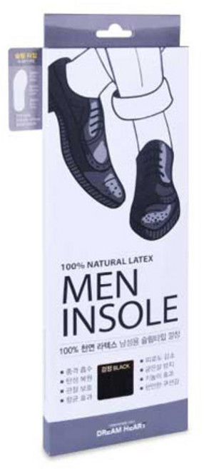 드림하트 남성용 천연 라텍스 슬림형 깔창