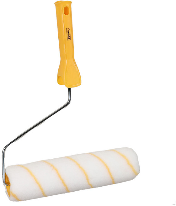 델리 툴즈 페인트 실린더 아크릴 브러쉬 롤러커버 228.6mm + 롤러 브러쉬 세트 화이트 + 옐로우 DL528209, 1세트