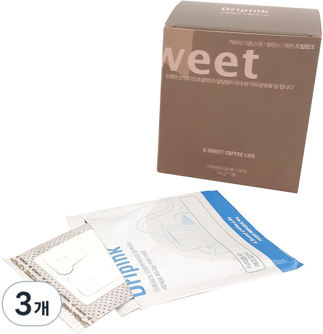 드립핑크 디카페인 드립백 커피 박스 포장, 10g, 7개입, 3개