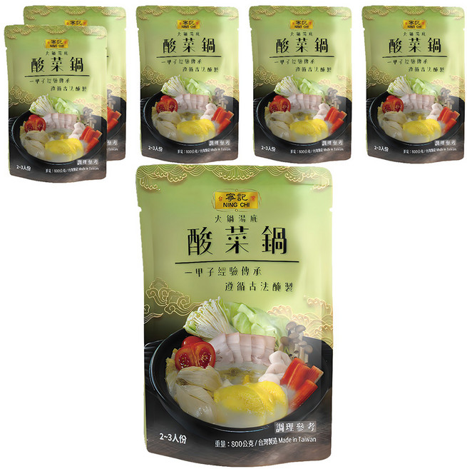 寧記 酸菜鍋 老牌火鍋獨有酸菜口味, 800g, 6包