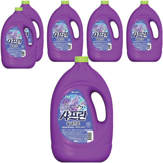 샤프란 실내건조 섬유유연제 아로마 브리즈 본품, 3.1L, 6개
