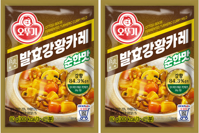오뚜기 백세 발효 강황 카레 순한맛, 80g, 2개