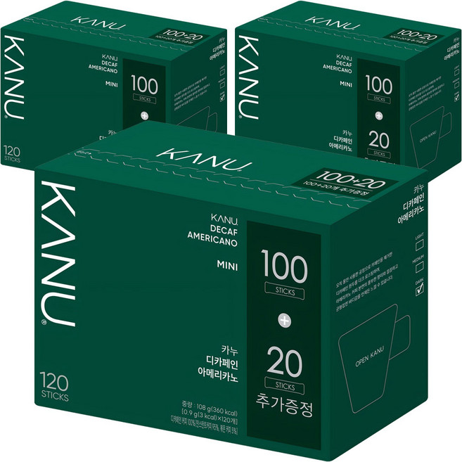 카누 미니 디카페인 아메리카노 원두커피믹스, 0.9g, 120개입, 3개