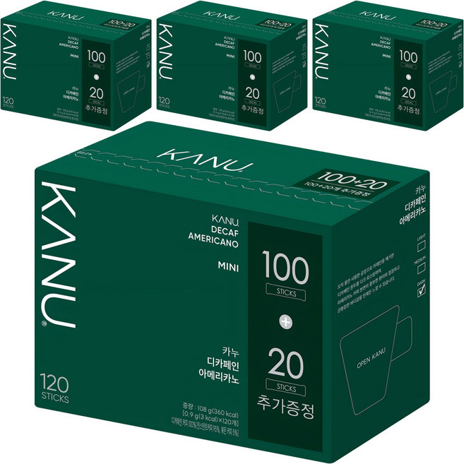 카누 미니 디카페인 아메리카노 원두커피스틱, 0.9g, 120개입, 4개