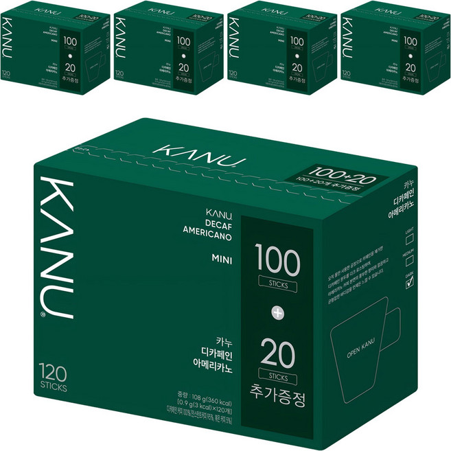 카누 미니 디카페인 아메리카노 원두커피스틱, 0.9g, 120개입, 5개