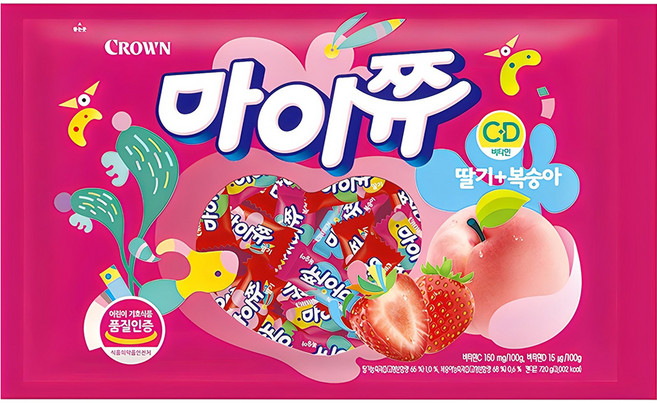 마이쮸 딸기 복숭아 츄잉캔디, 720g, 1개