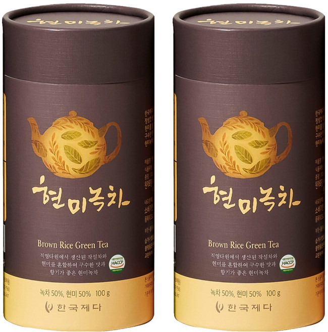 한국제다 현미녹차 지관, 100g, 2개, 1개입