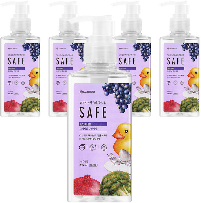 [비건라이프] 세이프 천연미네랄 주방세제 오리지널 용기형, 385ml, 5개