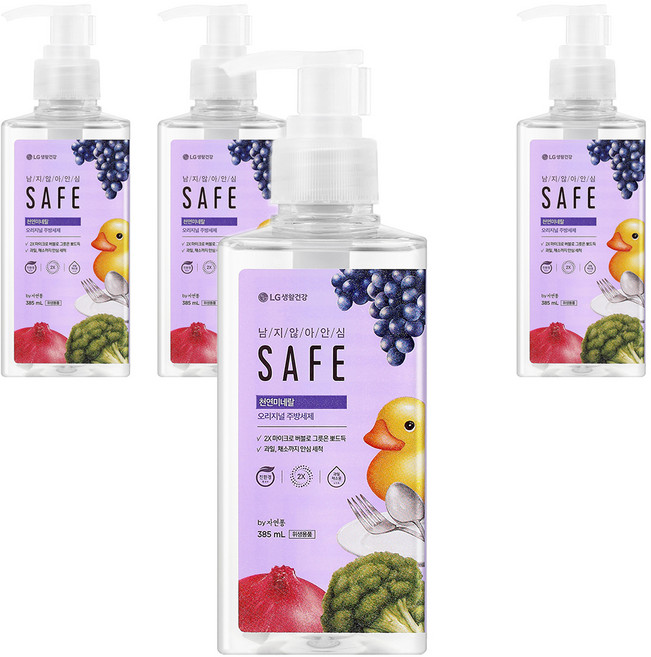 [비건라이프] 세이프 천연미네랄 주방세제 오리지널 용기형, 385ml, 4개