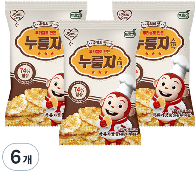 프로엠 우리쌀로만든 누룽지스낵, 85g, 6개