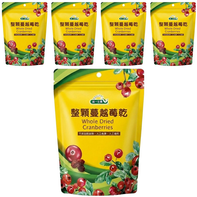 統一生機 整顆蔓越莓乾, 250g, 5包