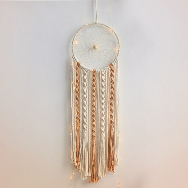 Funnyseller 法式繩結懸掛捕夢網壁飾, 棕色