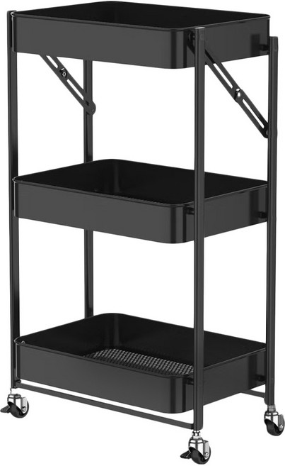 ONE HOUSE 免安裝折疊收納推車 LM-K313-1, 3層, 黑色