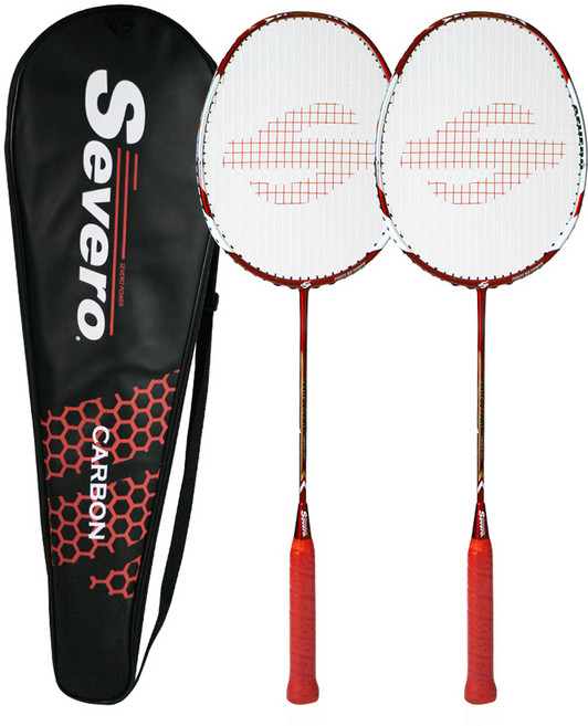 Severo 全碳纖維 Ponte80 Power 羽球拍 2入 + 黑色全罩, 紅色+紅色, 1套