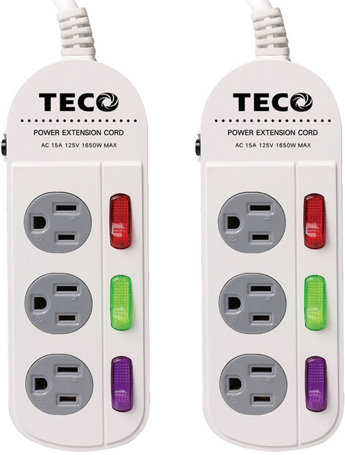 TECO 東元 三開三插轉接電源線 XYFWL230R9, 2.7m, 白色, 2個