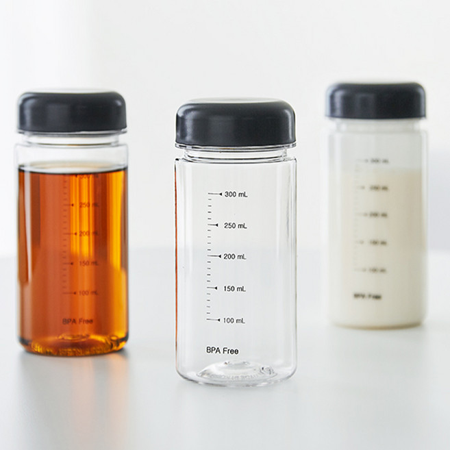 코멧 트라이탄 눈금표기 물병, 블랙, 3개, 350ml