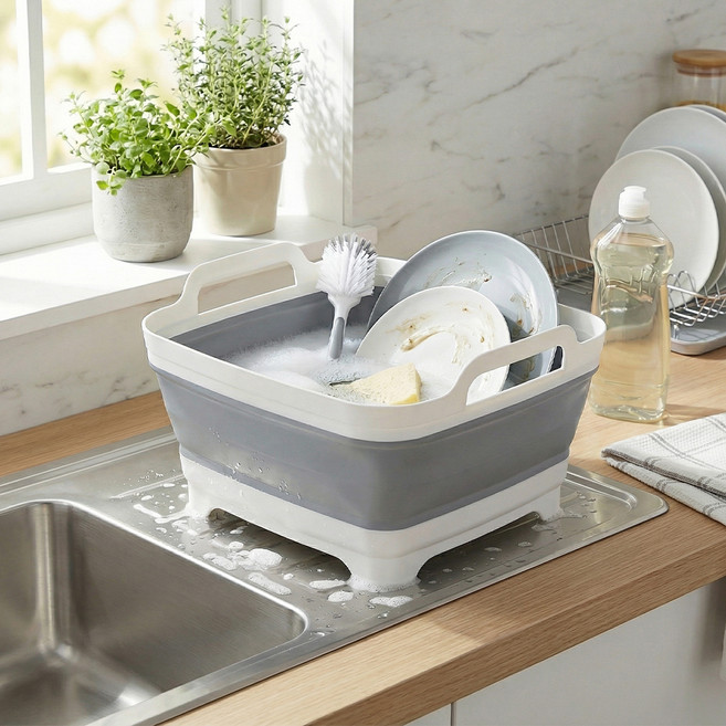 마메 실리콘 접이식 설거지통, 1개, 혼합색상