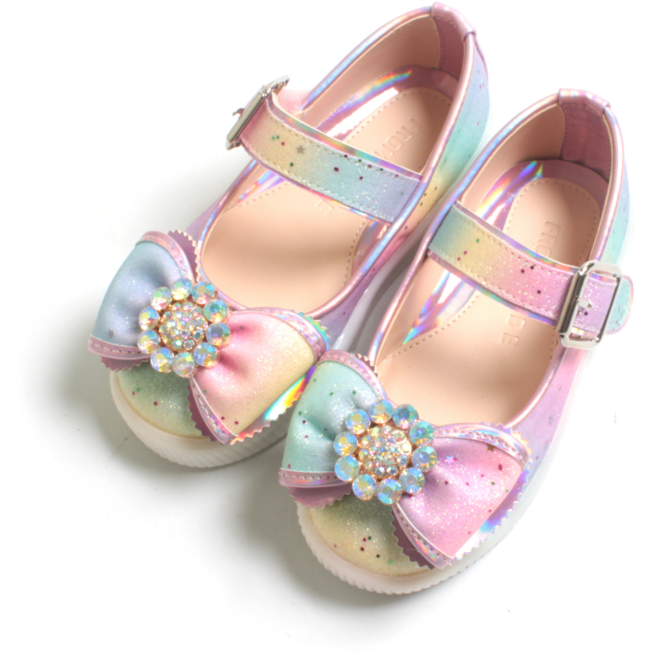 FROMBEBE 프롬베베 여아용 시엘 무지개 LED 메리제인 슬립온