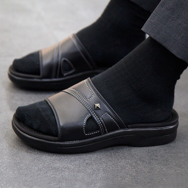 블랑옴므 남성용 블랑옴므 이중 쿠션 사무실 슬리퍼