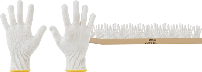 Tamsaa 棉手套 35g, 白色, 20個
