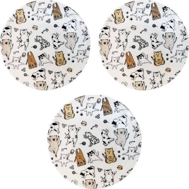 Ciao Li 僑俐餐瓷 瑜珈貓6深盤3件組, 1組