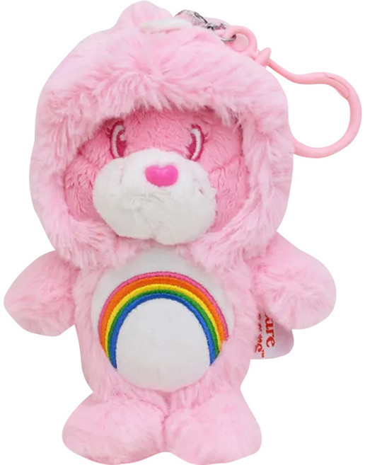 Care Bears 美國彩虹熊愛心熊恐龍系列 可脫帽正版授權毛絨玩偶吊飾鑰匙圈 17 x 13cm 60g, 粉色小熊, 1個, 17cm