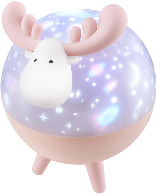 RONEVER 甜心鹿投影夜燈 152 x 141 x 182mm 412g, 甜心鹿 粉色