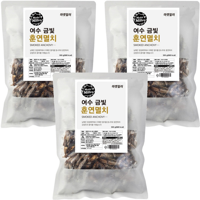 마켓밀러 여수 금빛 훈연 멸치, 300g, 3개