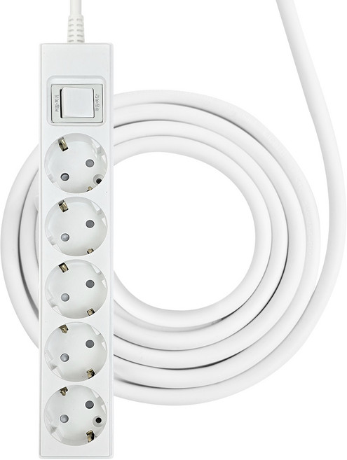 원스탑 굵은선 고용량 과부하차단 스위치 멀티탭 5구, 2m, 화이트, 1개