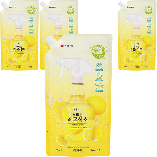 세이프 뿌리는 레몬식초 리필형, 725ml, 4개