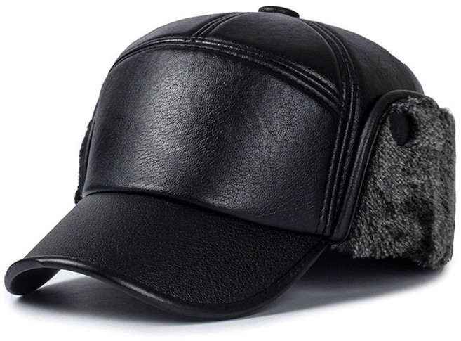 얼리포츠 남여공용 가죽 귀달이 방한모자