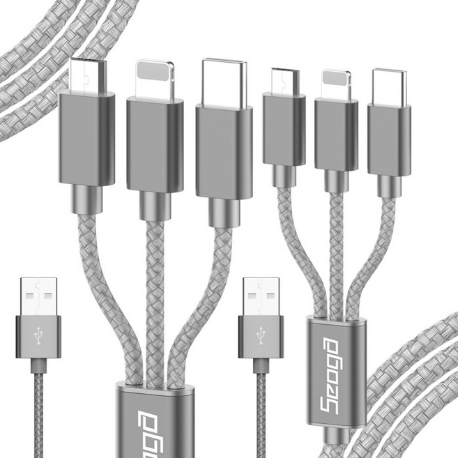 서가 메탈 3in1 멀티 충전 케이블, 1.2m, 다크그레이, 2개