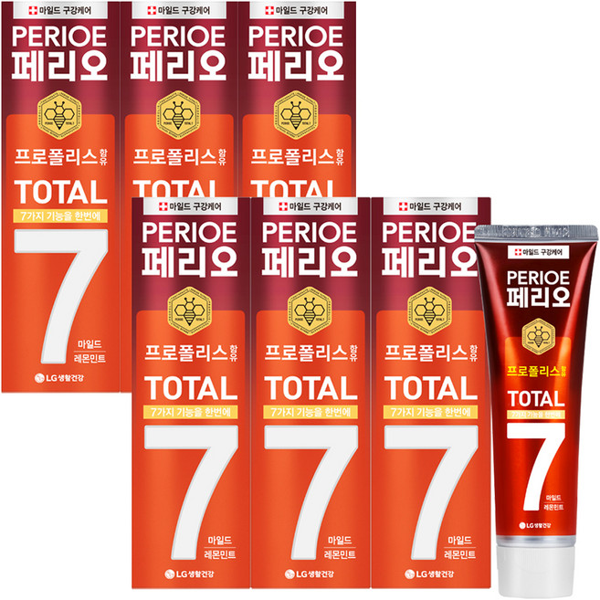 페리오 토탈7 치약 마일드, 6개, 120g