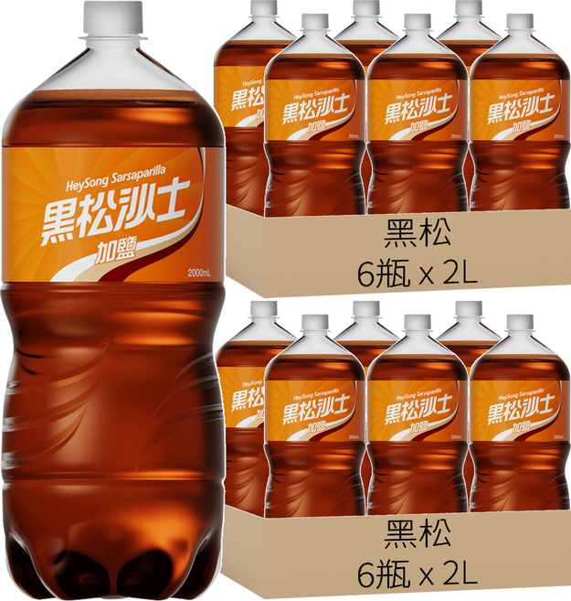 黑松 加鹽沙士, 2L, 12瓶
