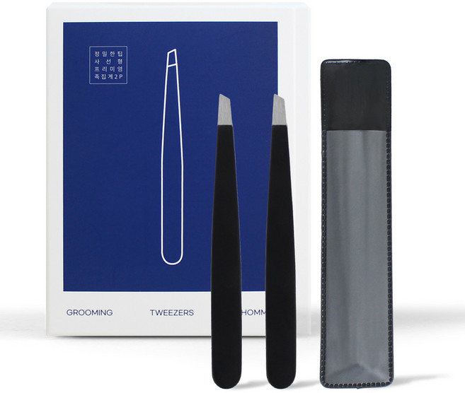 젠툴맨 정밀한팁 사선형 프리미엄 족집게, 2개, 블랙