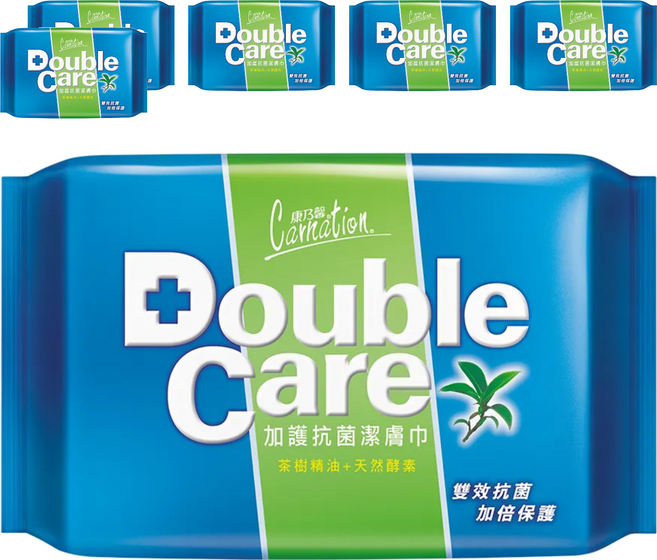 康乃馨 加護抗菌潔膚巾 茶樹精油 + 天然酵素, 1入, 6包