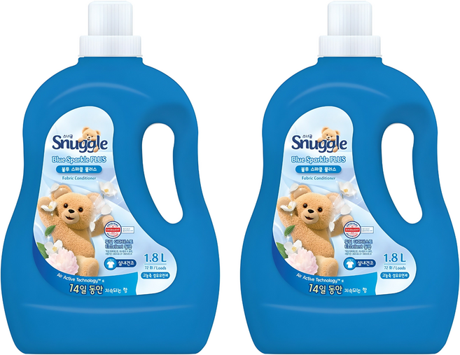 스너글 블루스파클 플러스 섬유유연제, 2개, 1.8L